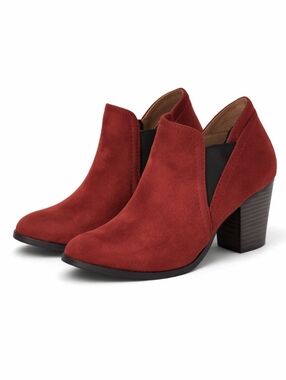 Cityclassified Terracotta Suede Ankle Booties | Block Heel | Size 7.5
